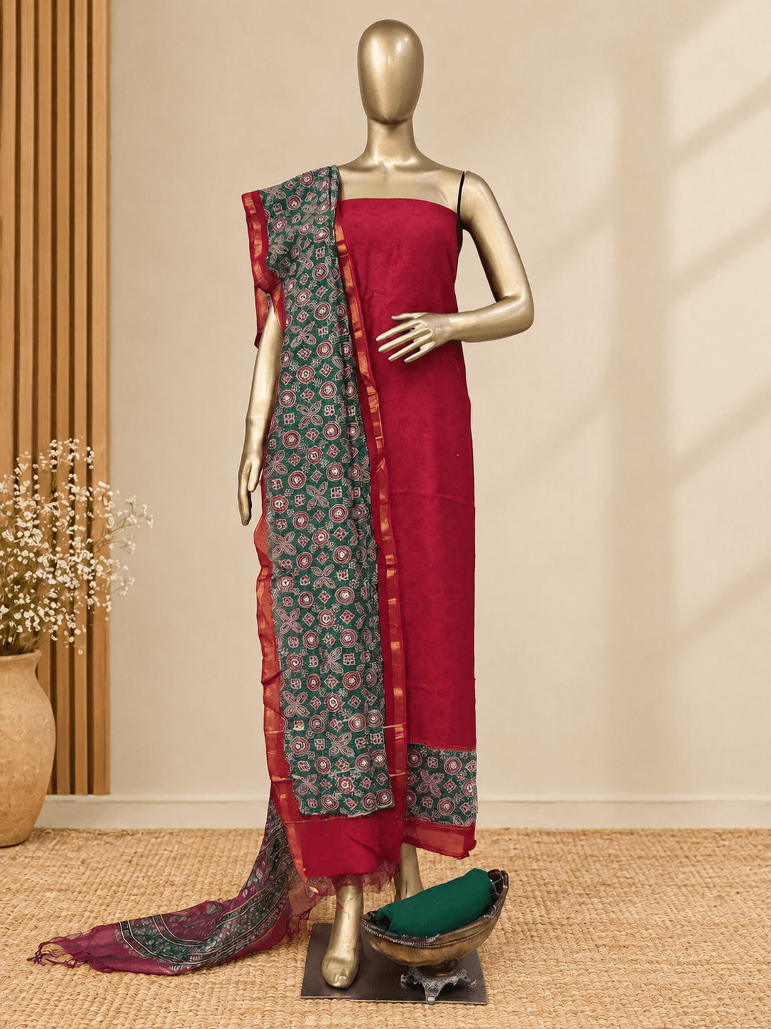 Maheshwari kurta n dupatta with cotton bottom