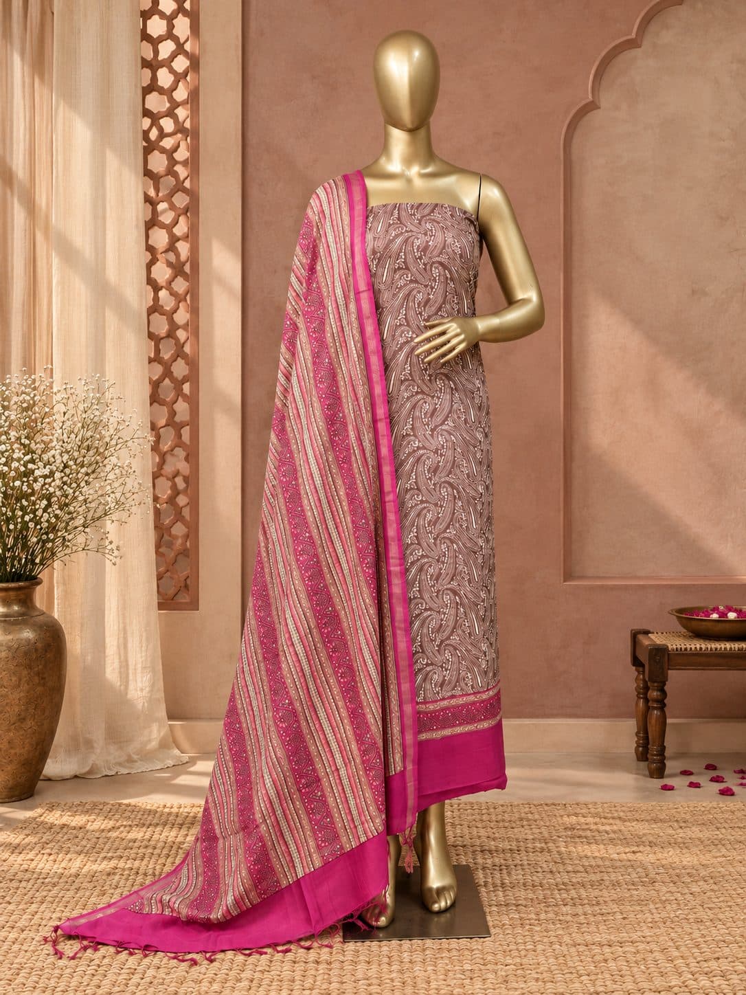 Maheshwari kurta with Maheshwari duppatta & shantoon bottom