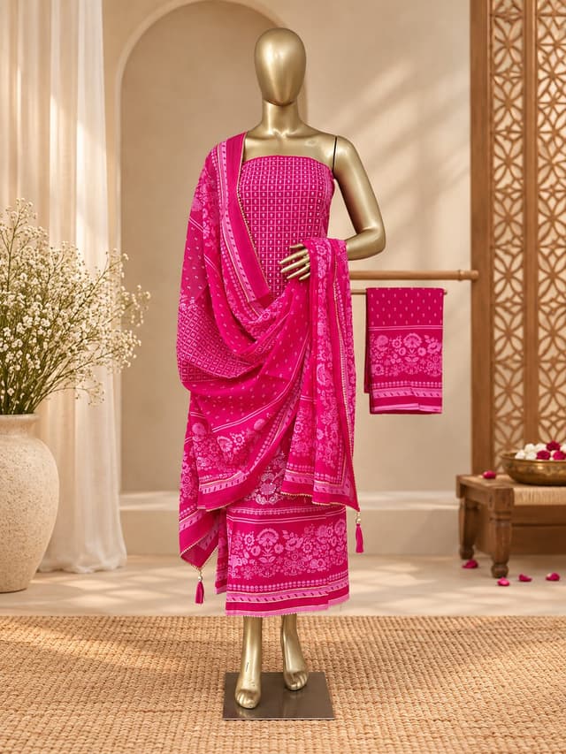 Premium cotton suits with cotton dupatta