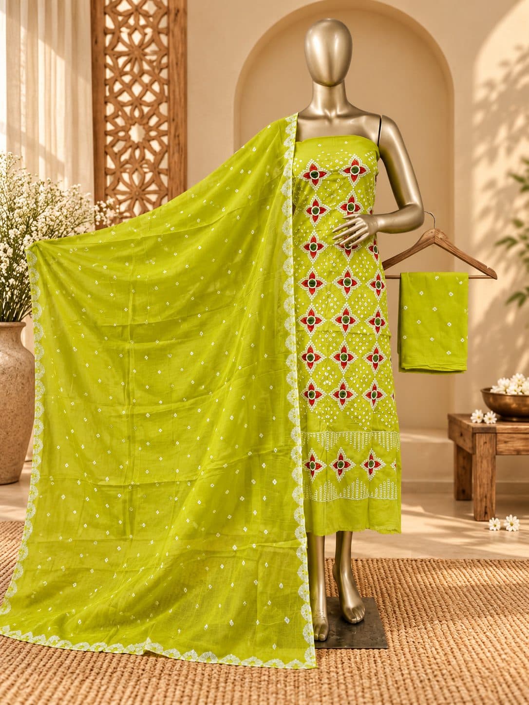 Premium Cotton suit with Embroidery & Cotton dupatta